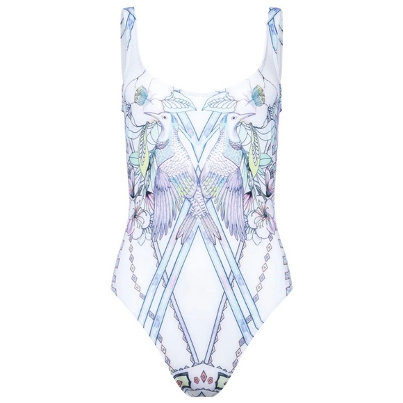 Nacre Voyage Other - NACRE Voyage Tank One-Piece Swimsuit Pastel Watercolor Bird Print - Sz M-L